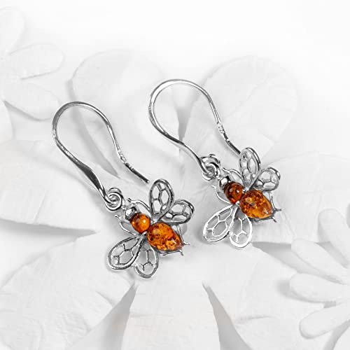 Honey Bee Necklace in Silver and Amber