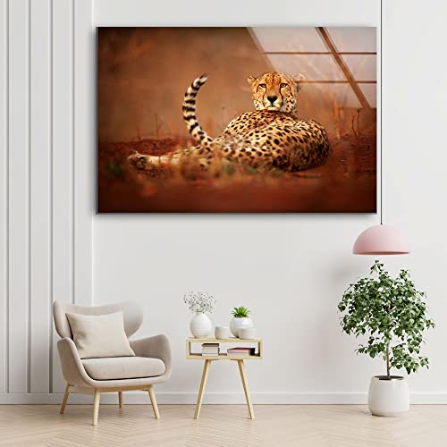 African Cheetah Glass Wall Art