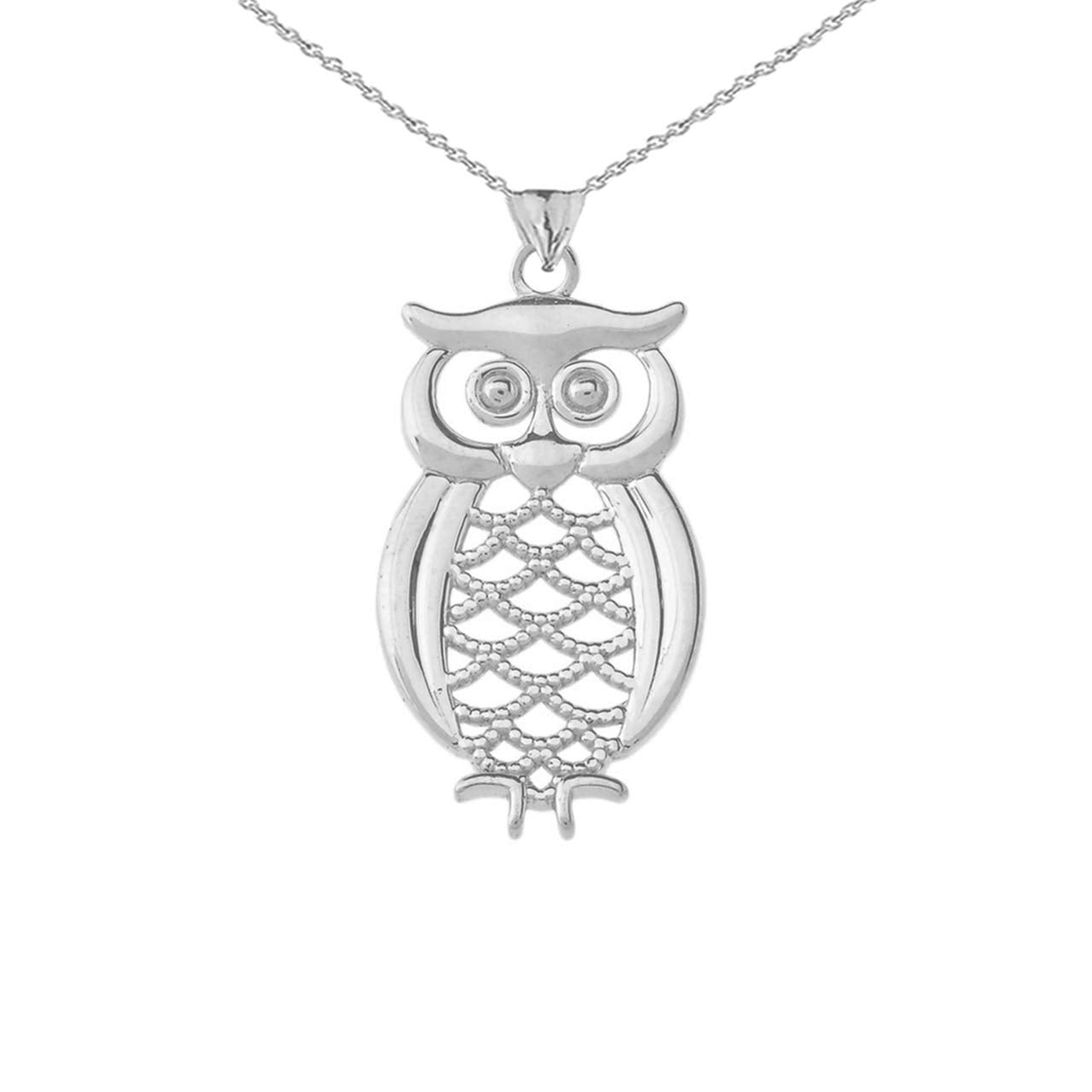 Owl Pendant Necklace in Sterling Silver