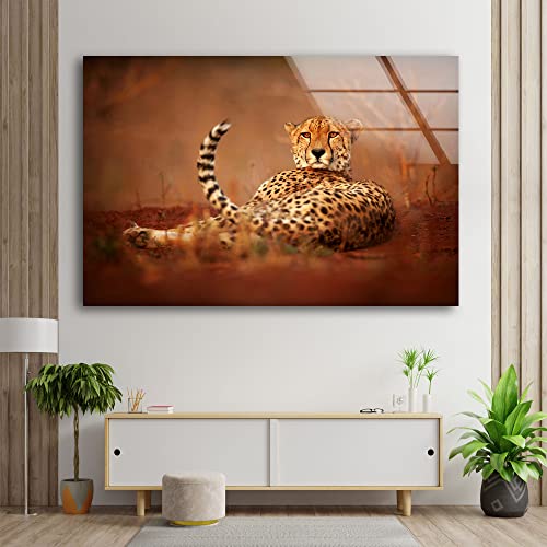 African Cheetah Glass Wall Art