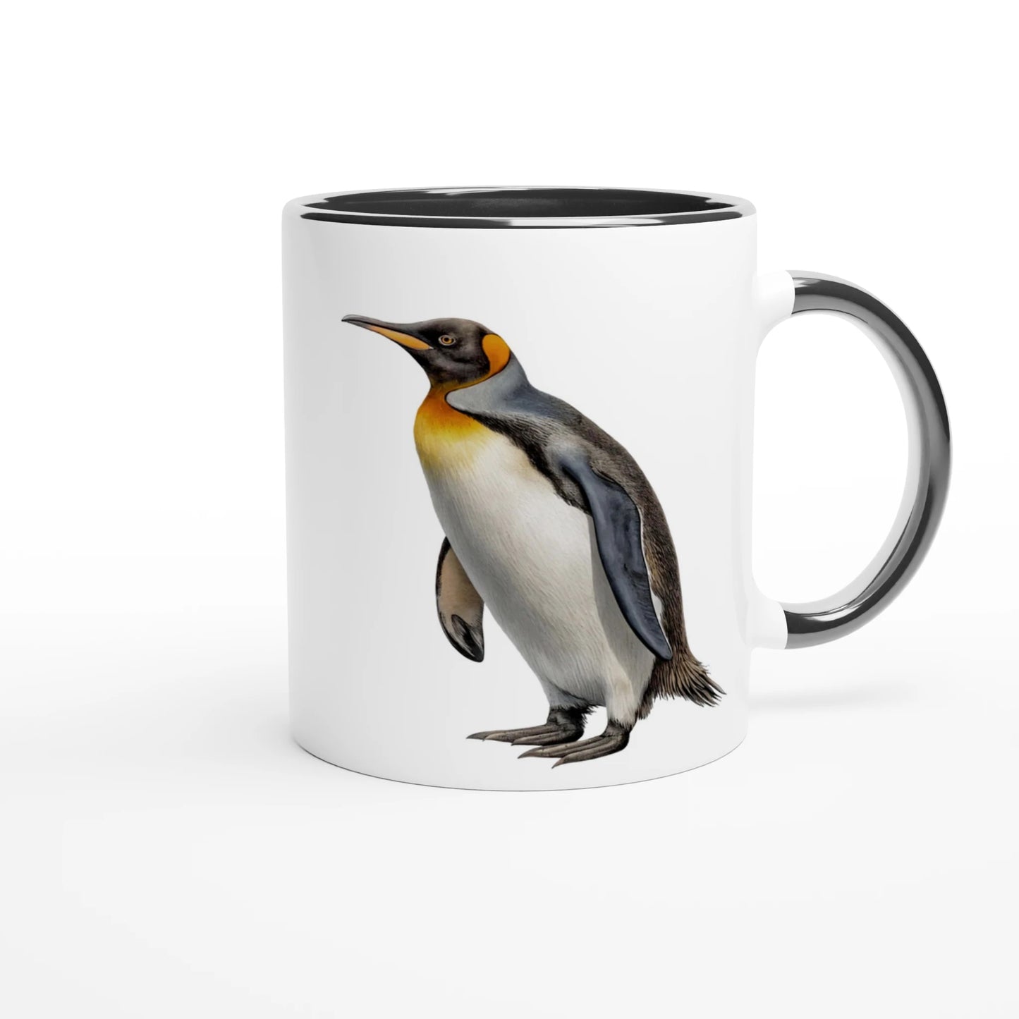 king penguin design on a white coffee mug