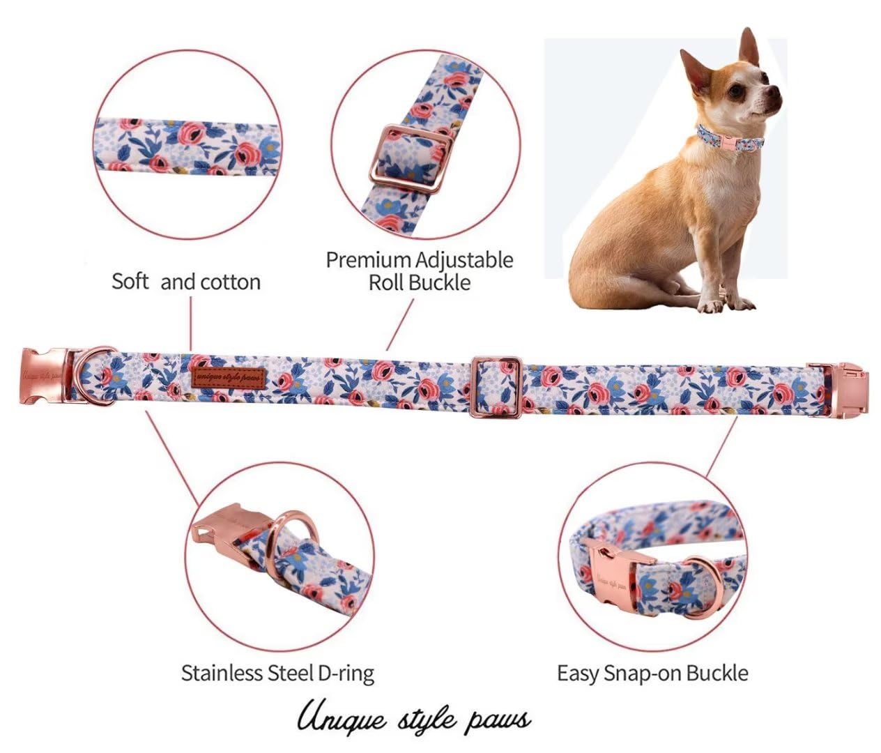 Strong Soft Cotton Dog Collar with Metal Buckle