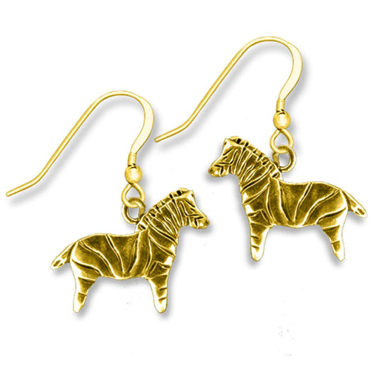 Solid Gold Zebra Earrings
