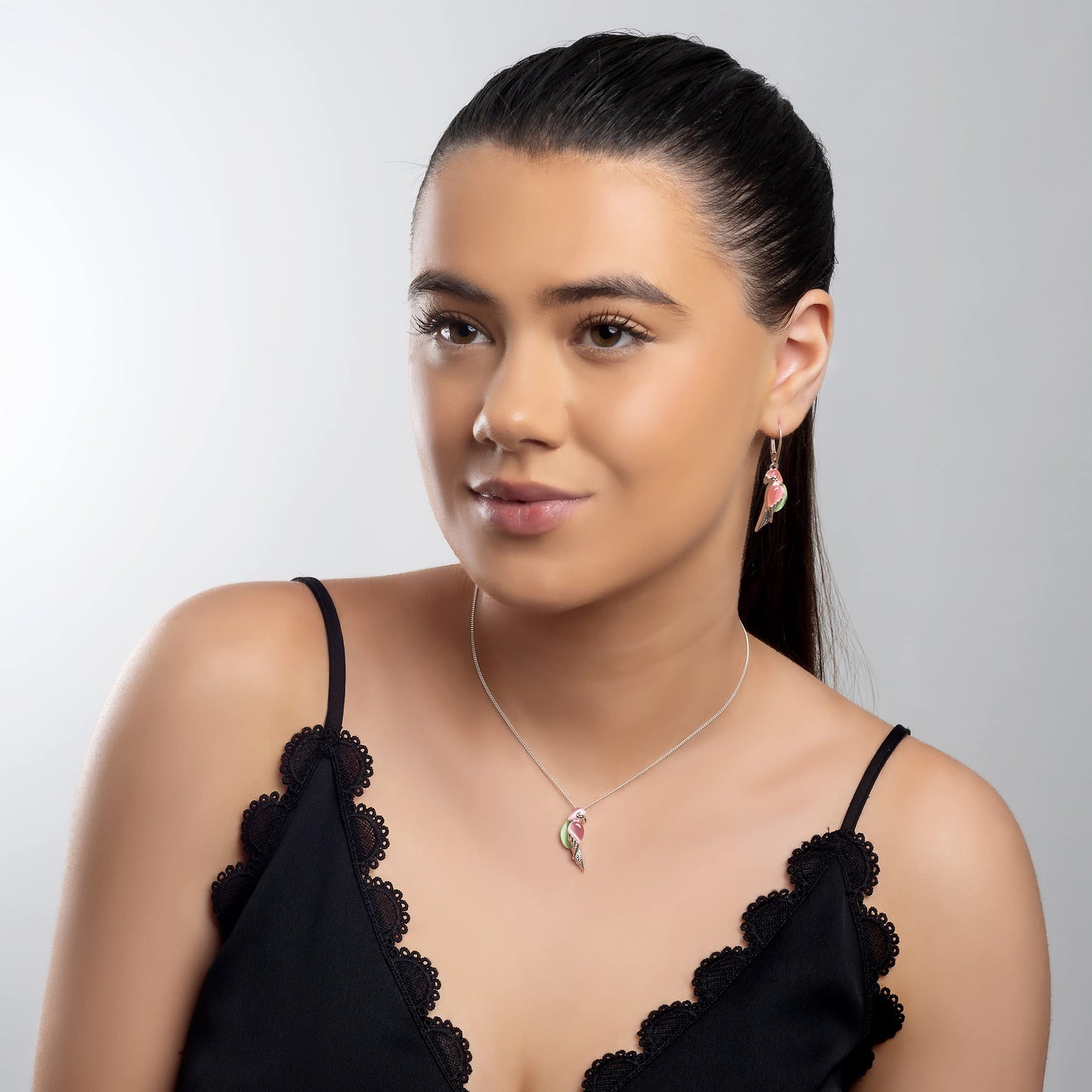 Tropical Parrot Necklace in 925 Sterling Silver