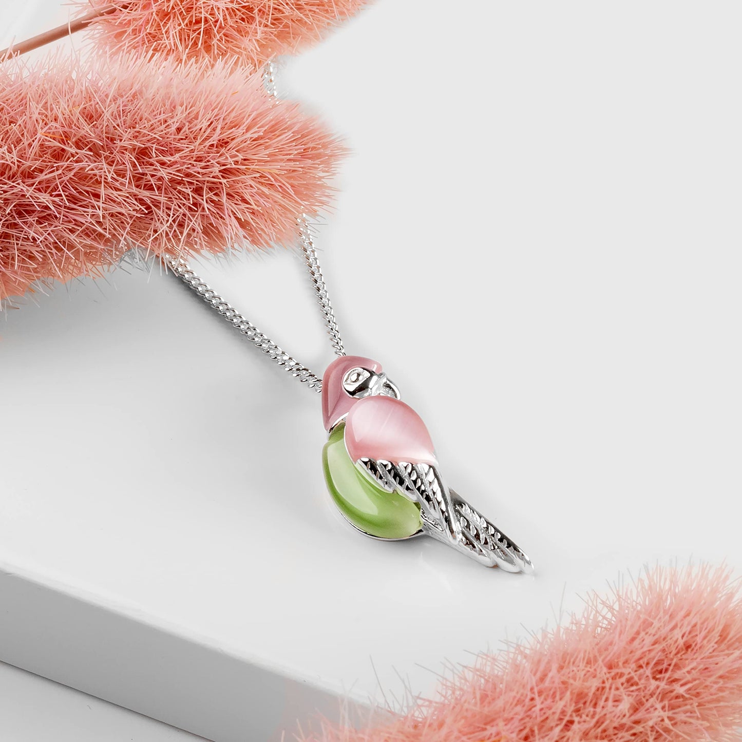 Tropical Parrot Necklace in 925 Sterling Silver