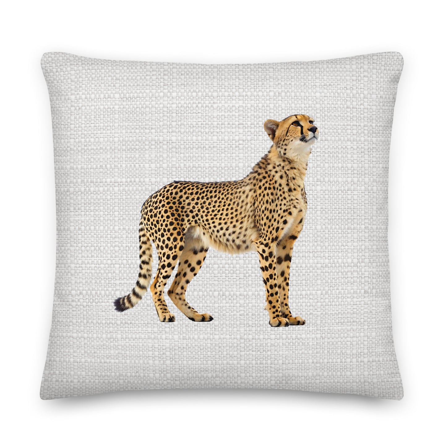 cushion throw pillow with a cheetah design on a neutral coloured background