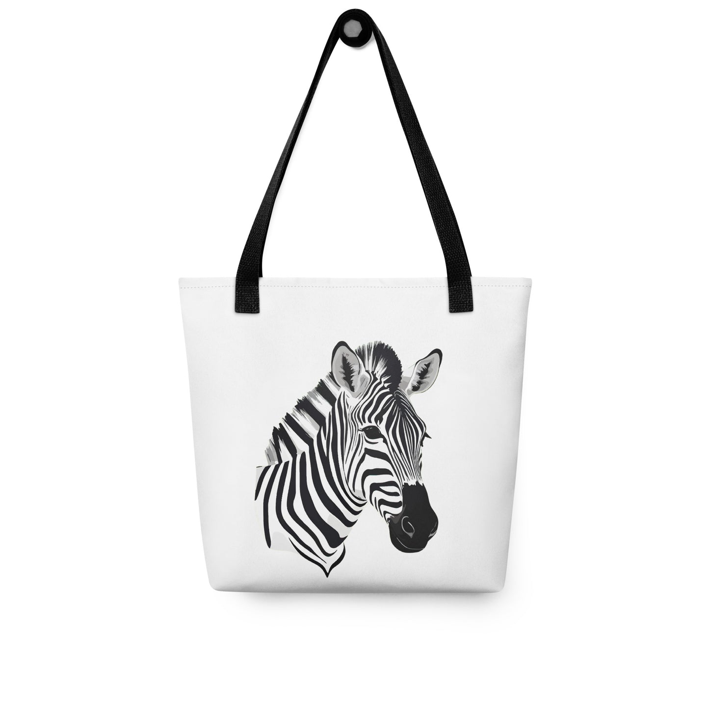 Tote bag with a zebra design on a white background