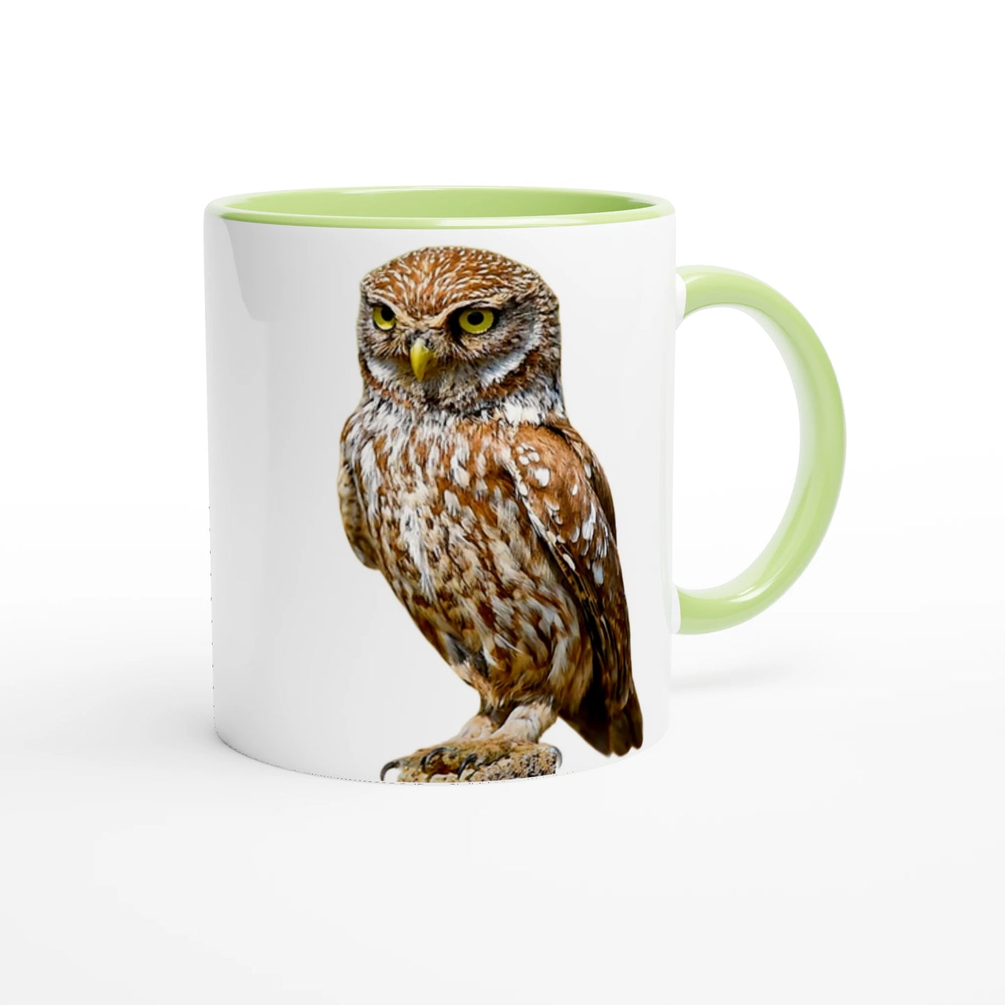 little owl image on a ceramic coffee mug