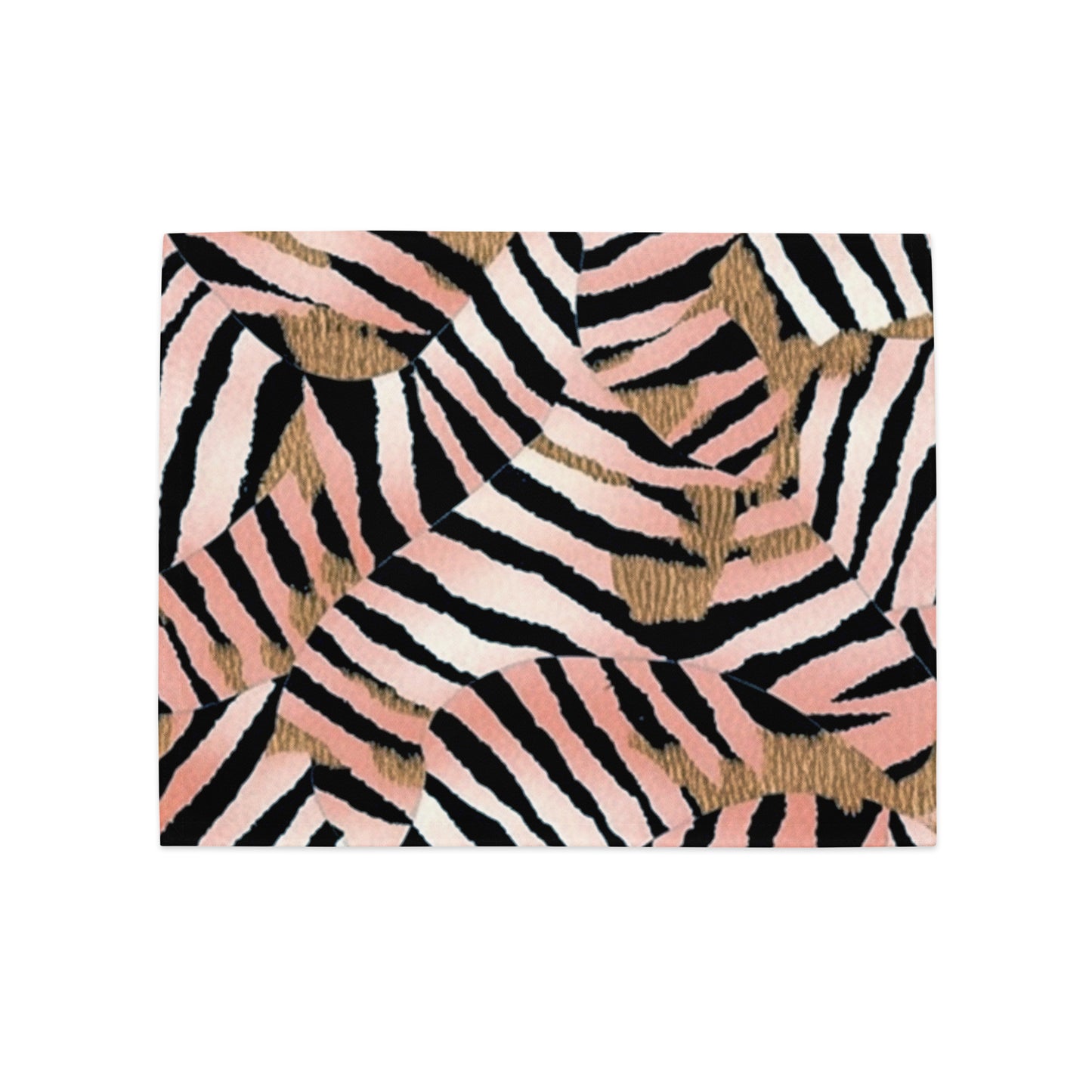 pink and black zebra stripe pattern on a placemat on a white background