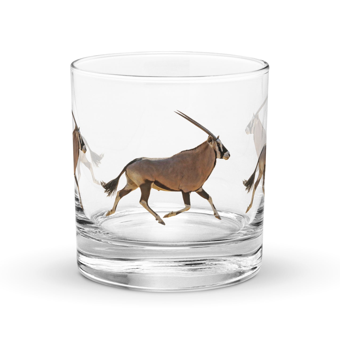 oyx antelope design on a glass tumbler