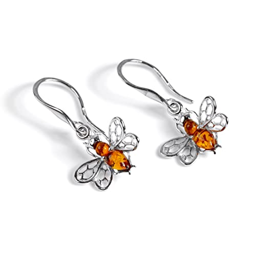 Honey Bee Necklace in Silver and Amber