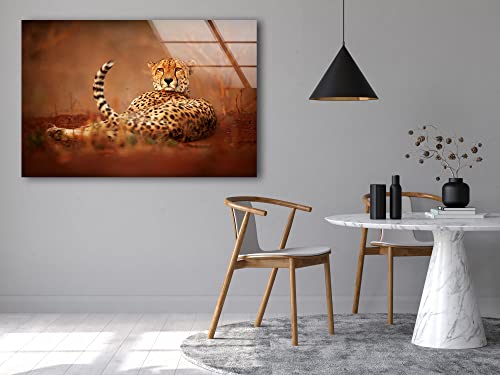 African Cheetah Glass Wall Art