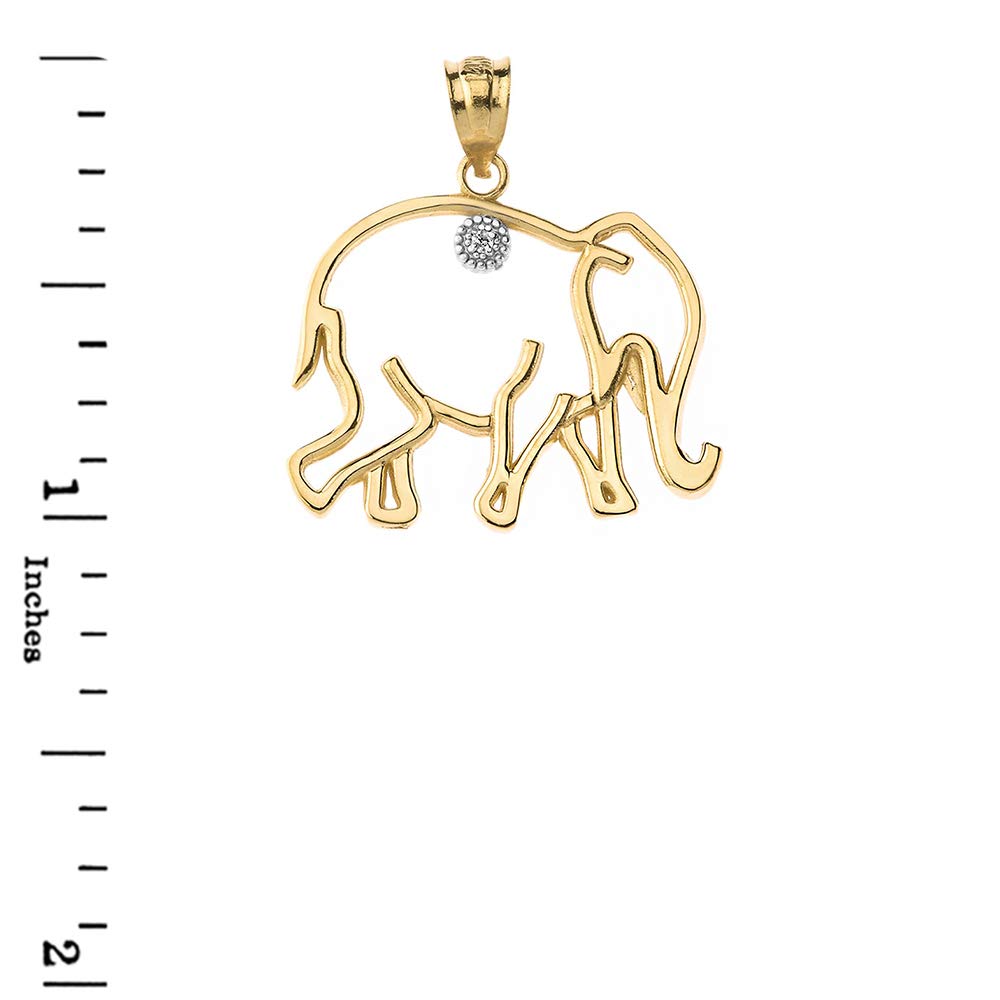 Elephant Pendant Gold and Solitaire Necklace