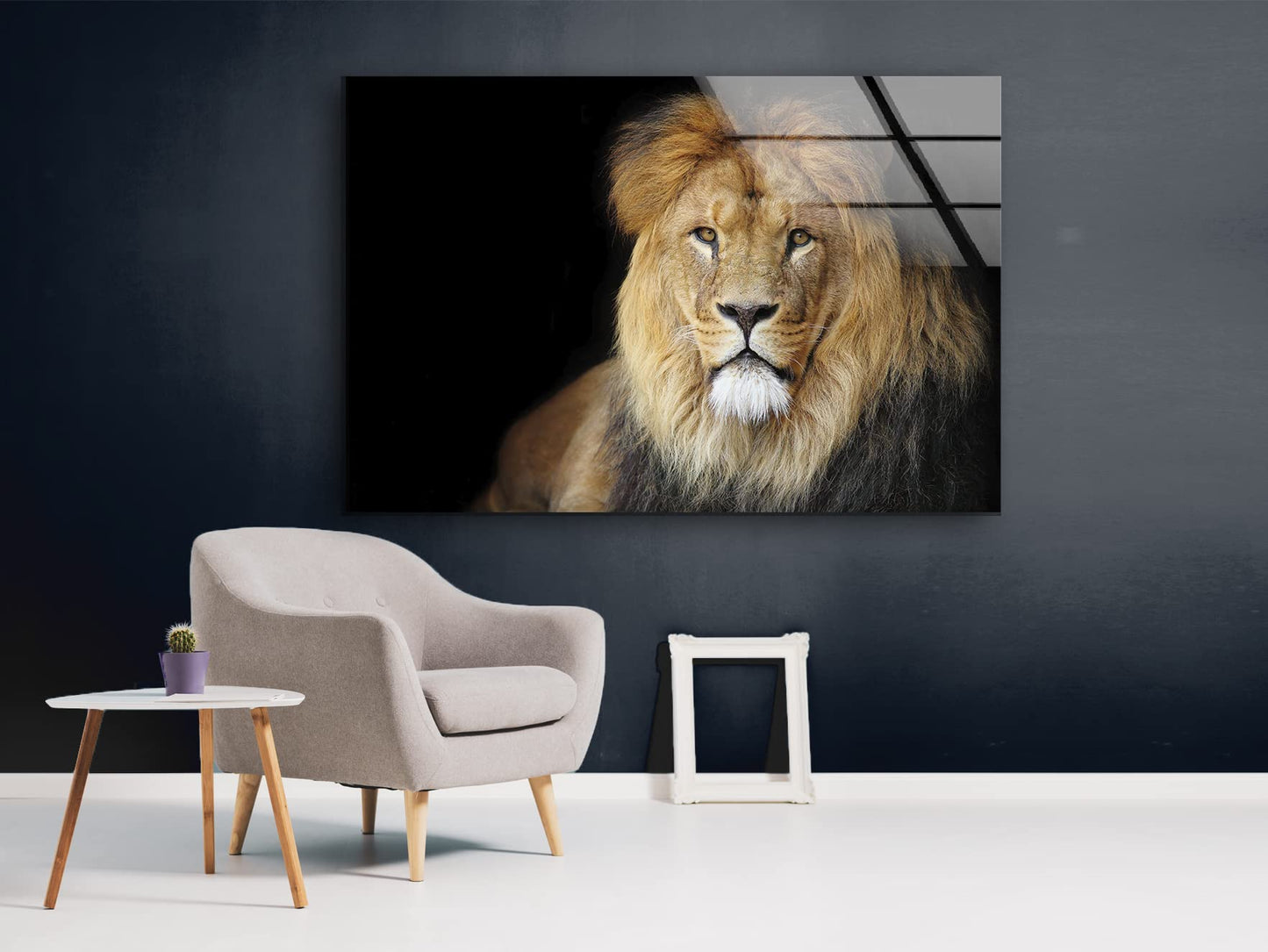 Majestic African Lion Glass Wall Art