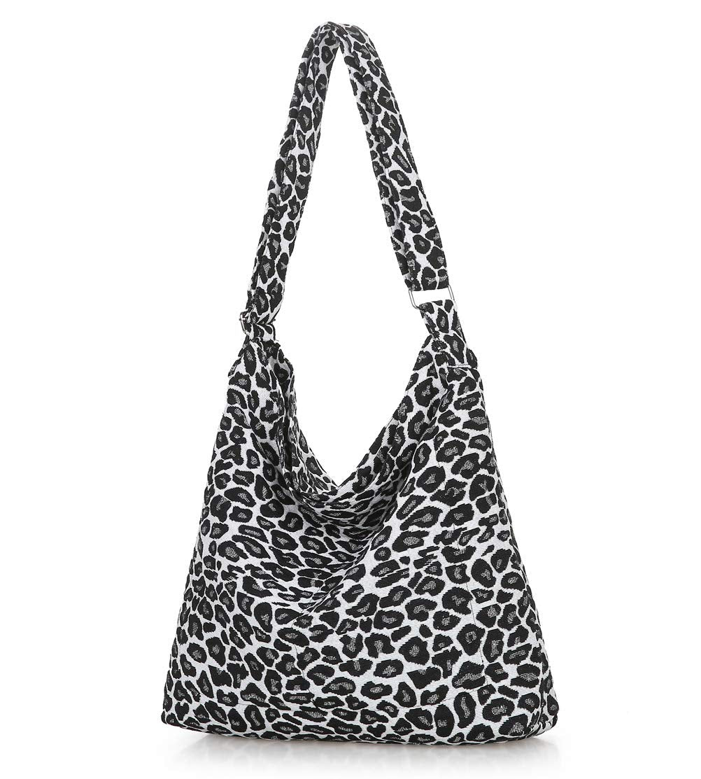 Canvas Shoulder Bag With Leopard