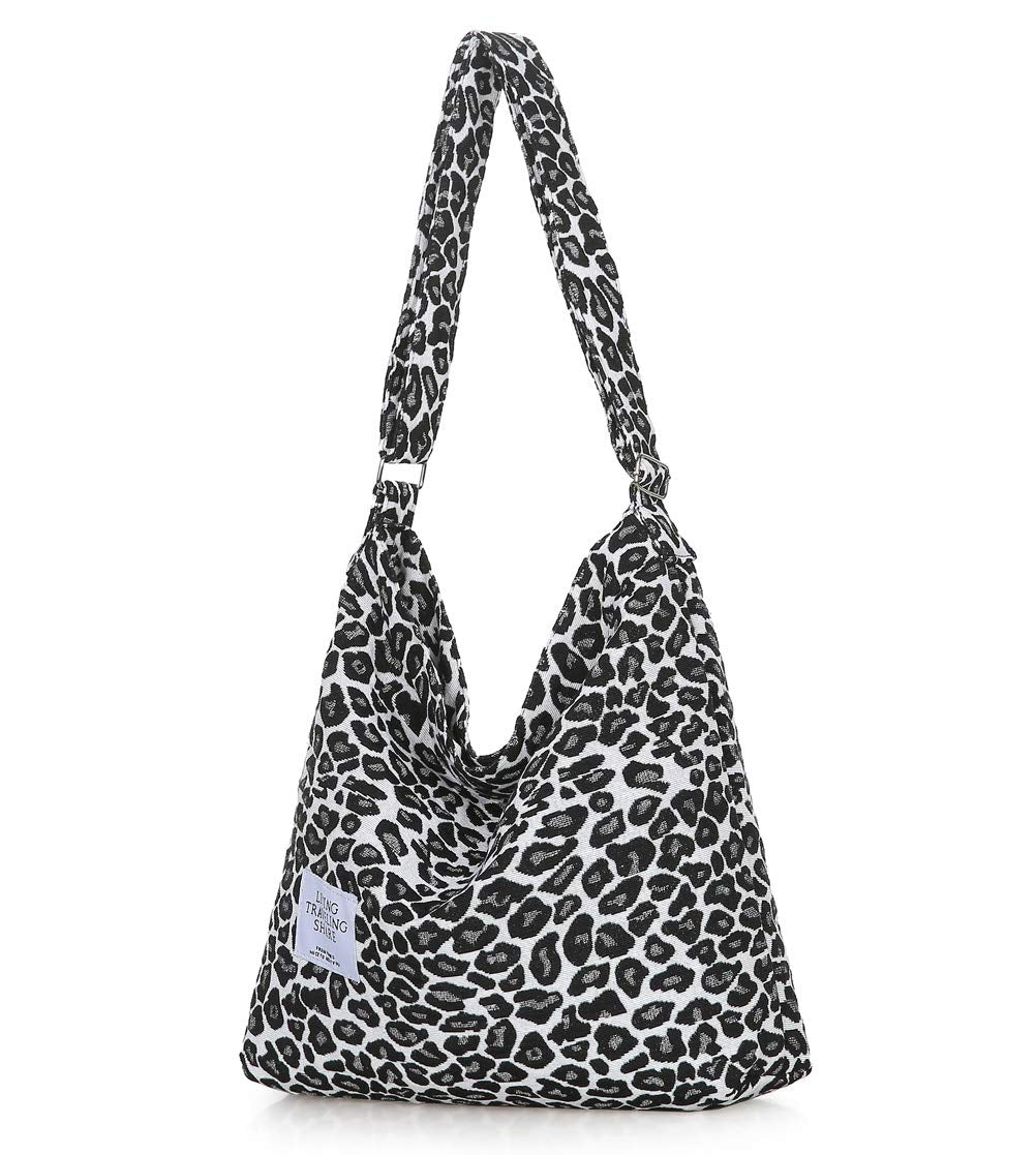 Canvas Shoulder Bag With Leopard