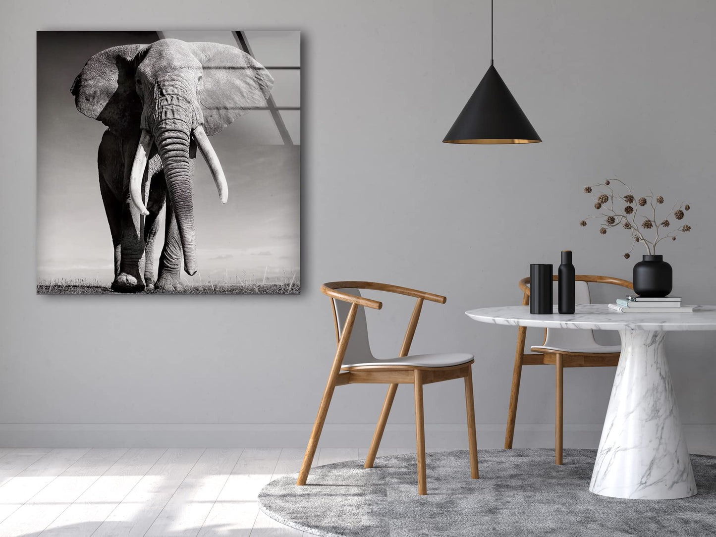 African Bull Elephant Glass Wall Art