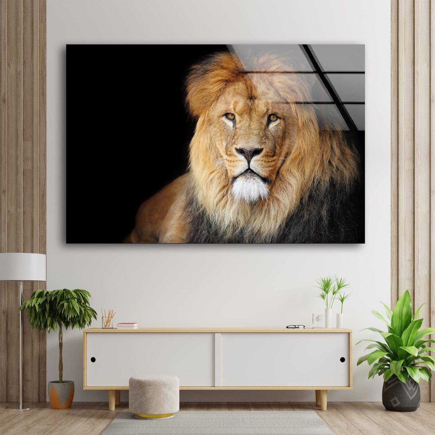 Majestic African Lion Glass Wall Art