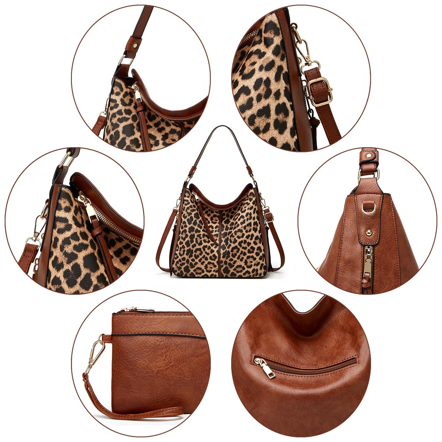 Soft Leather Crossbody Shoulder Handbag - Leopard