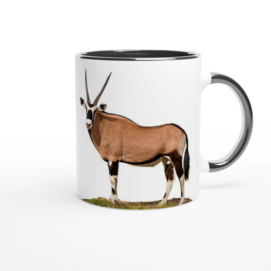 bull oryx image on a white coffee mug
