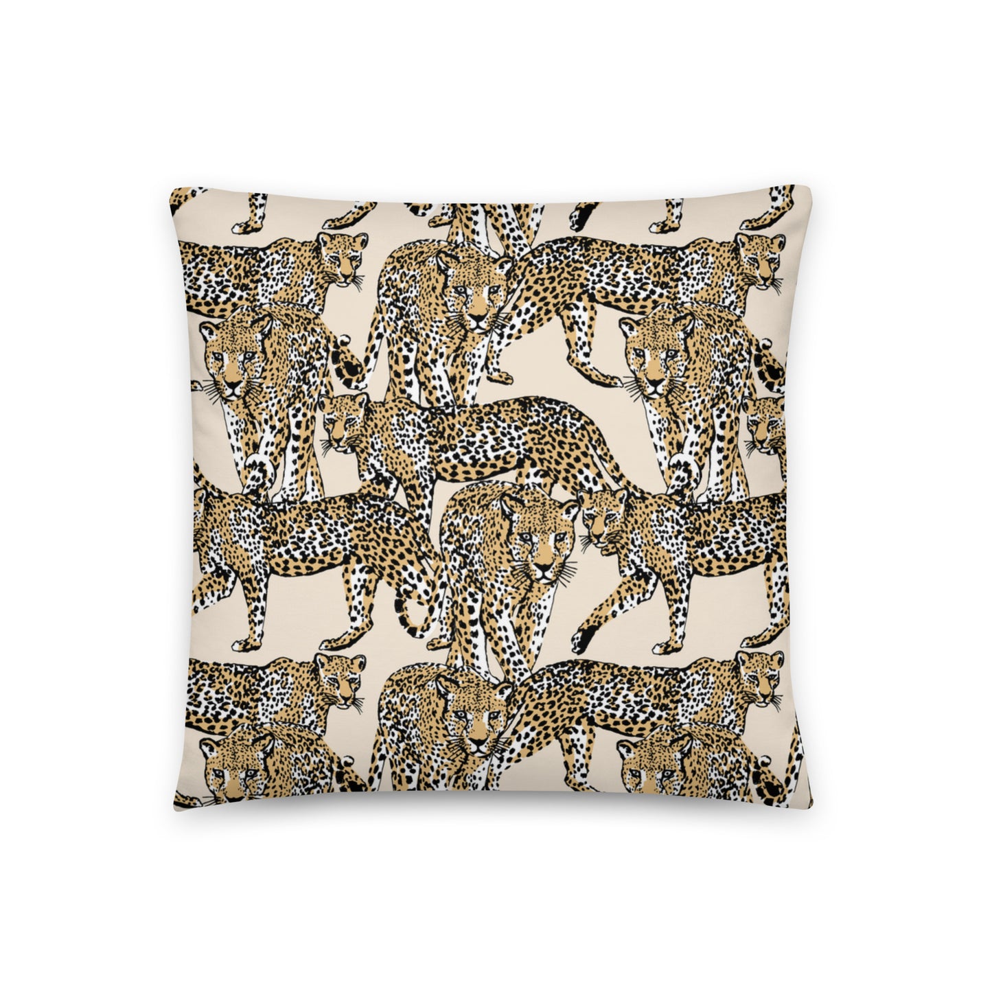 A soft throw pillow printed with Cheetahs