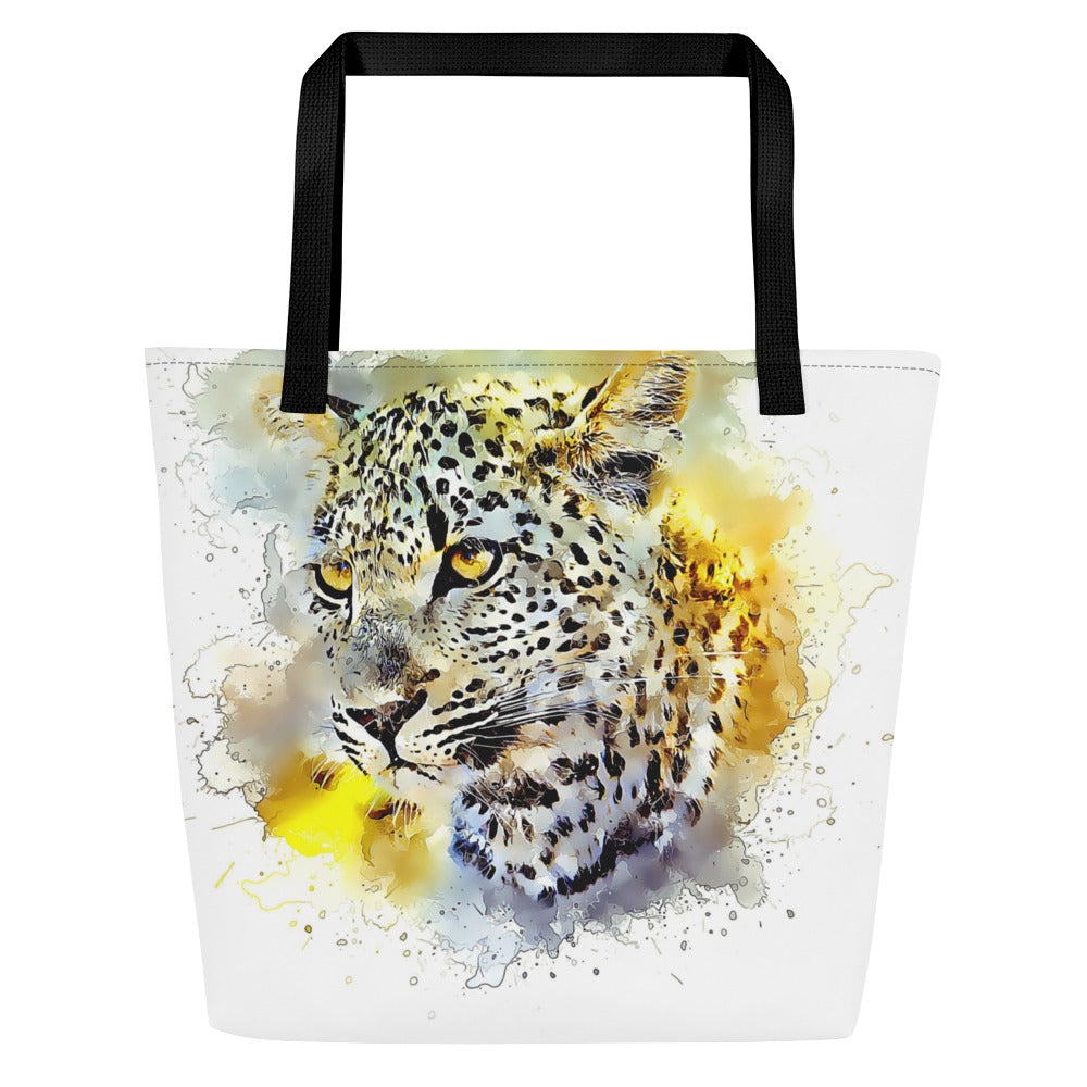 Tote bag printed with a leopard
