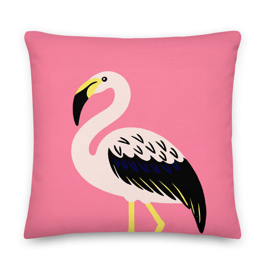 flamingo design on a pink cushion pillow