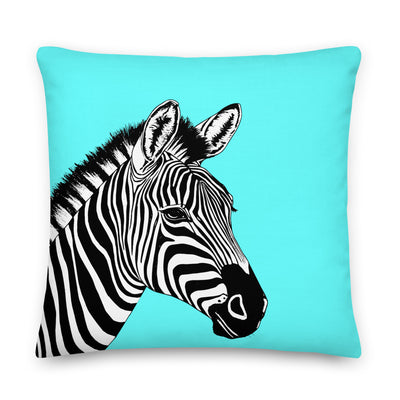 Zebra Cushion-Pillow-Turquoise