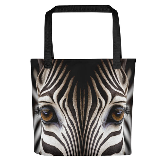 Tote bag printed with zebra eyes