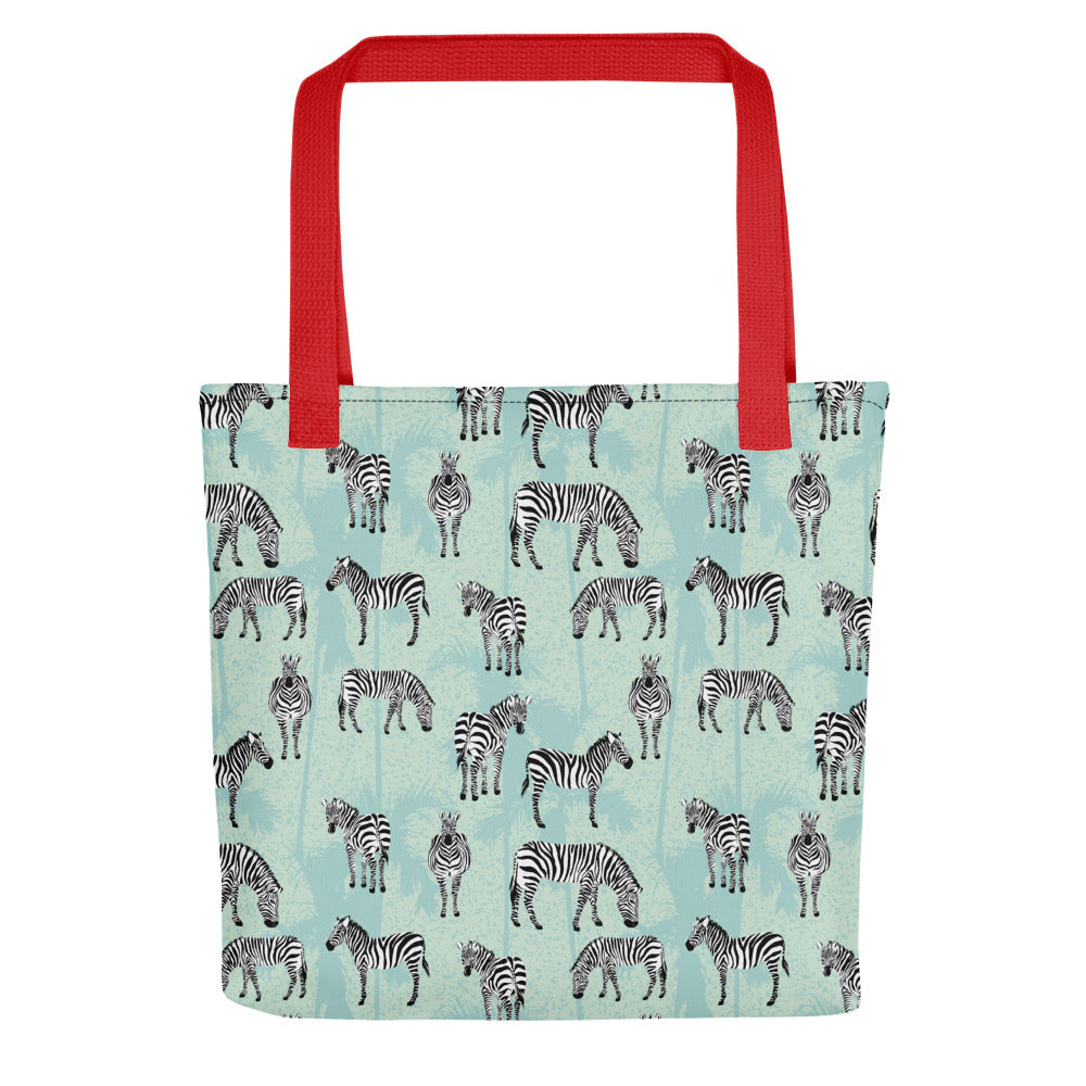 Tote bag printed with zebra pattern