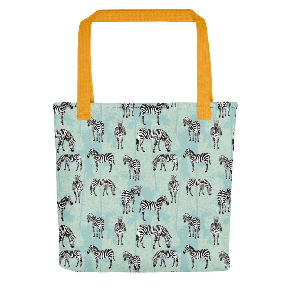 Tote bag printed with zebra pattern