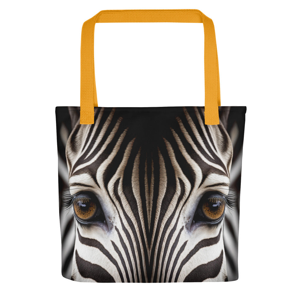 Tote bag printed with zebra eyes