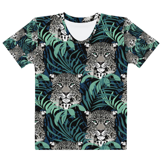 Womens T-Shirt Printed All-over with a Leopard in the Jungle Print