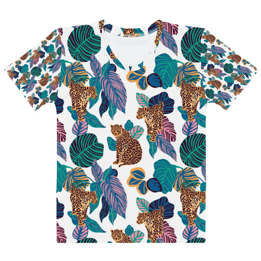 Womens T-Shirt Printed with the Leopard in the Forest Print