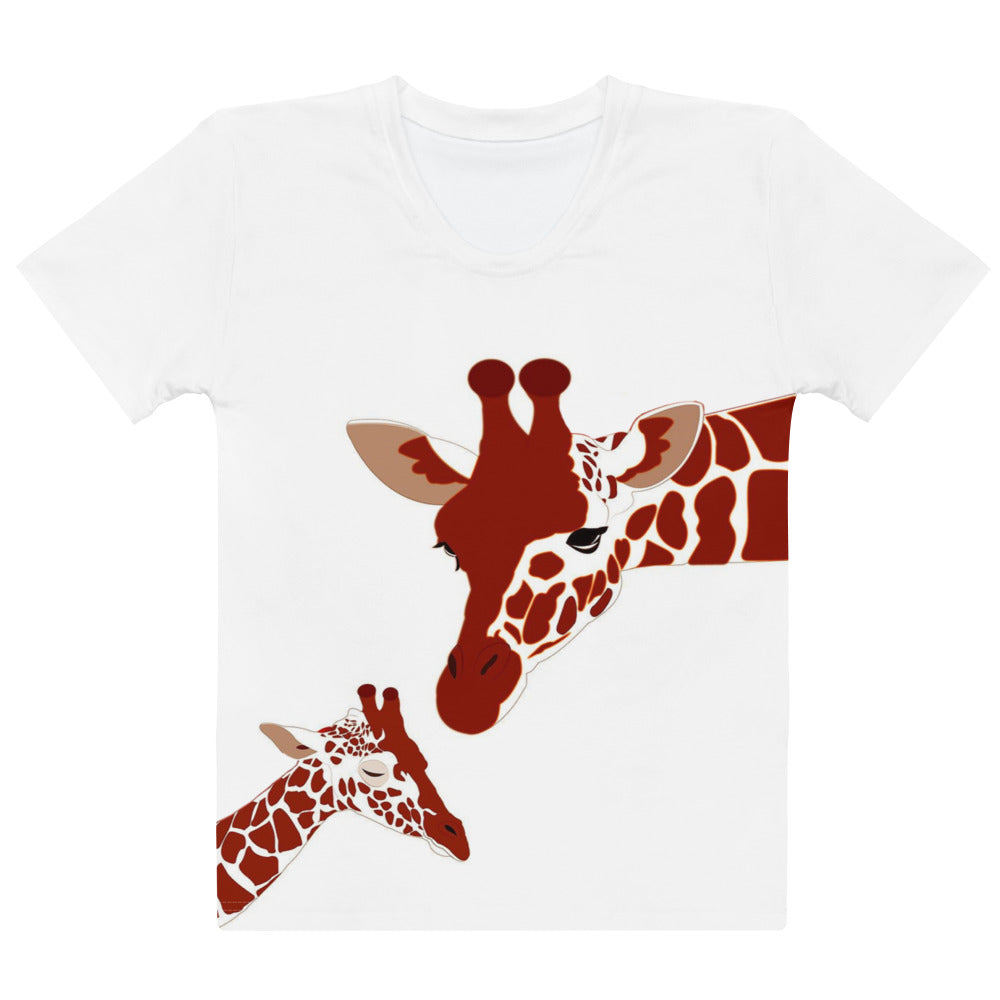 Womens T-Shirt Printed with Red Giraffes