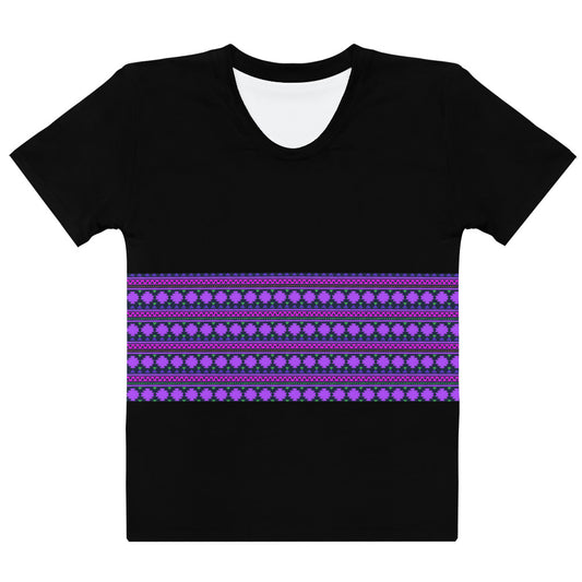Women's T-shirt Printed with a Mauve Patterned Band