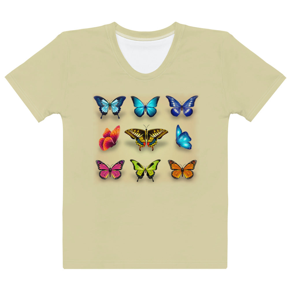 Womens T-Shirt printed with  tropical butterflies