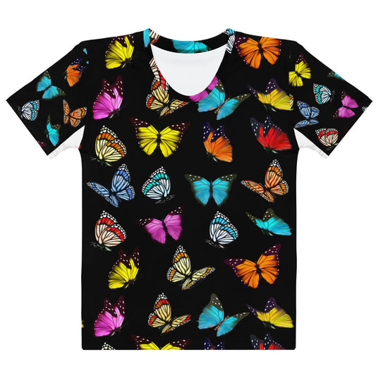 Women's T-shirt printed with many butterflies