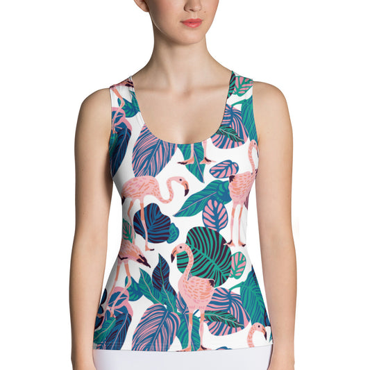 Womens Tank Top Printed All-over with Flamingos