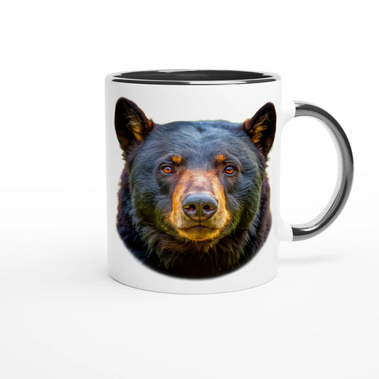 black bear portrait on a white coffee mug