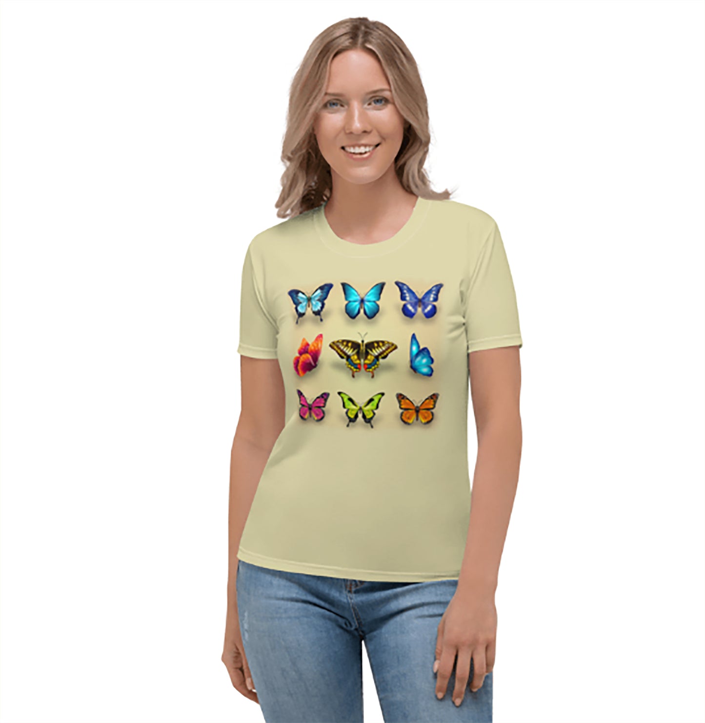 Womens T-Shirt printed with  tropical butterflies