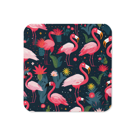 pink flamingo design on a drinks coaster