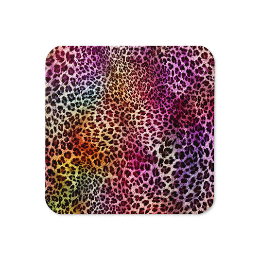 coloured leopard skin print on a drinks coaster