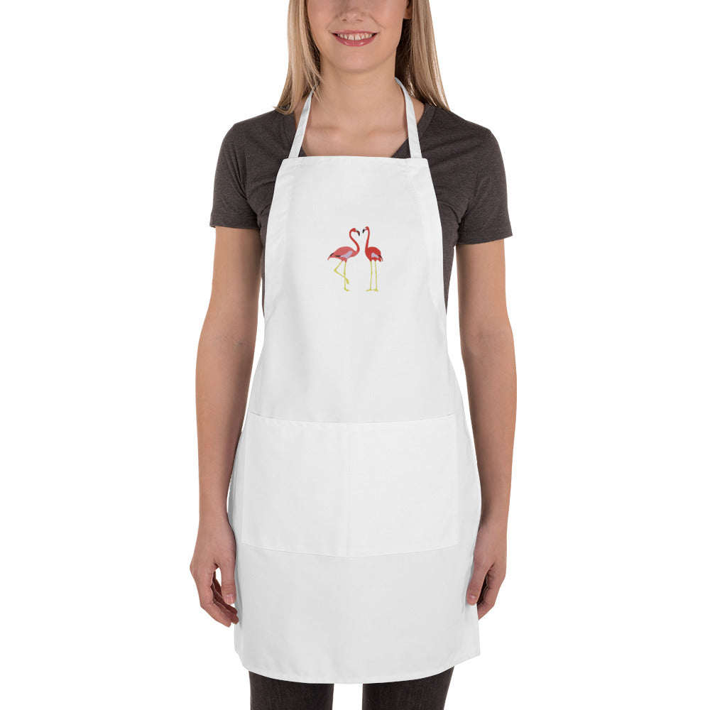 Apron Embroided with flamingoes