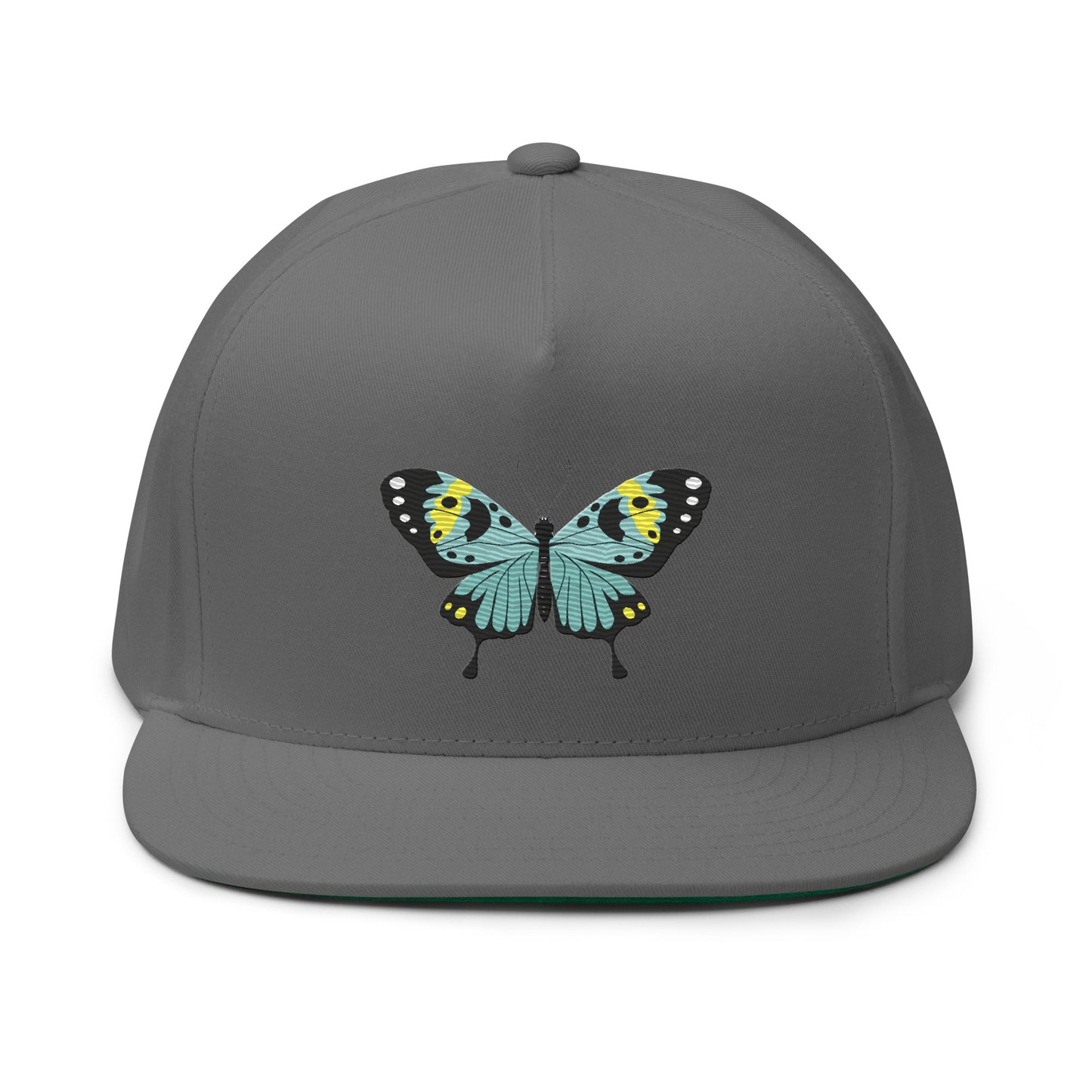 Flat Bill Cap embroidered with a butterfly
