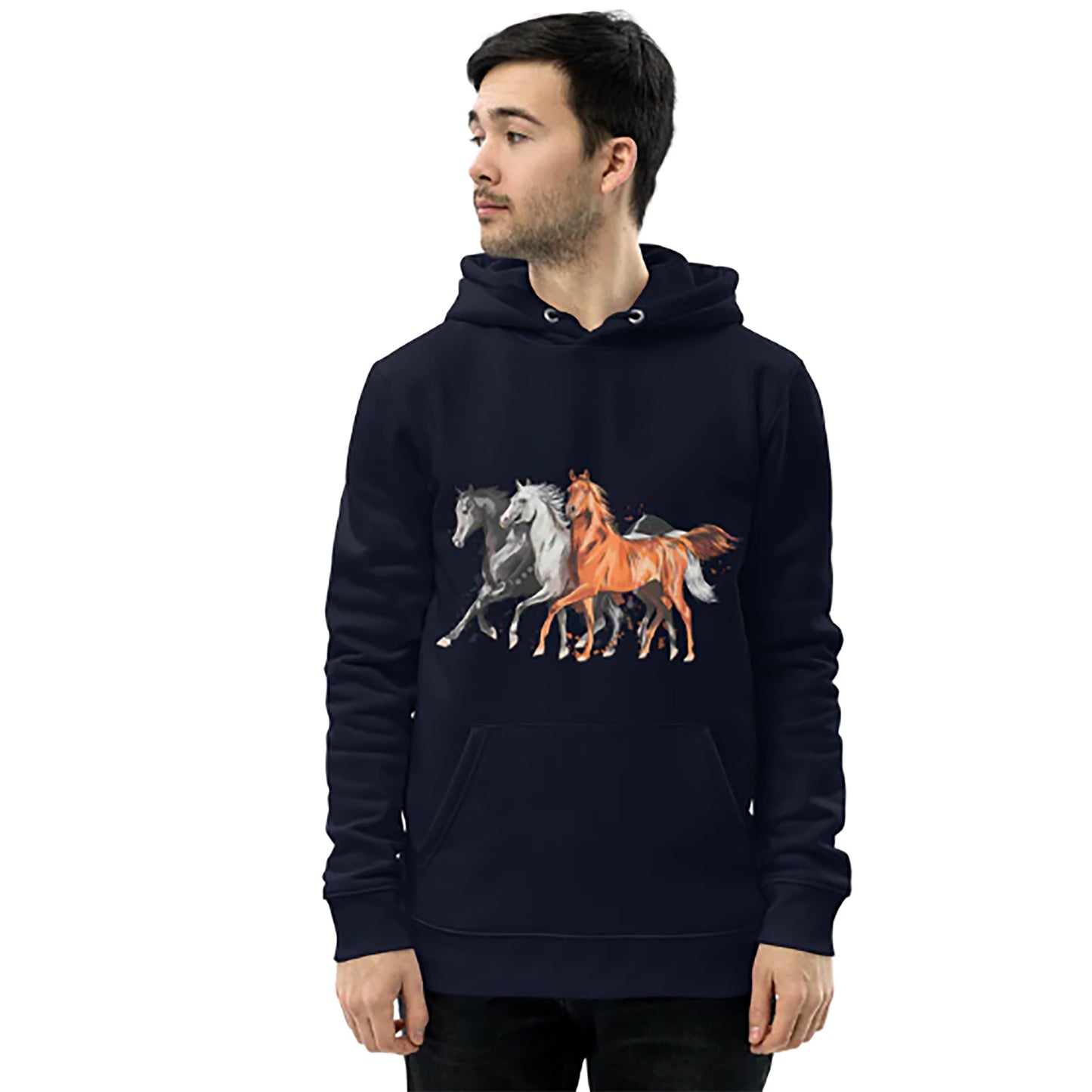 Women and Men's eco hoodie printed with horses
