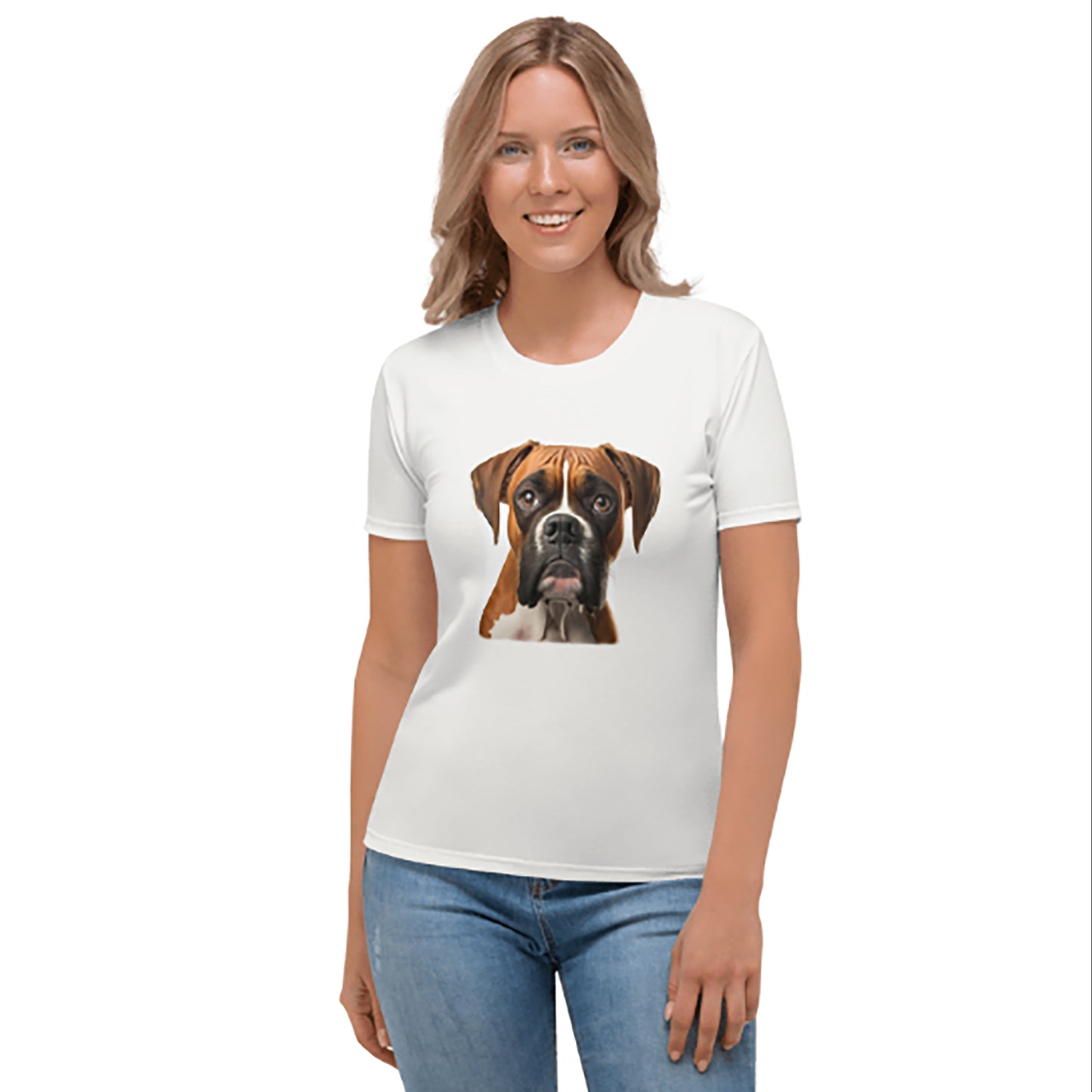 Women and Men's (Unisex) T-Shirt printed with a Boxer Dog