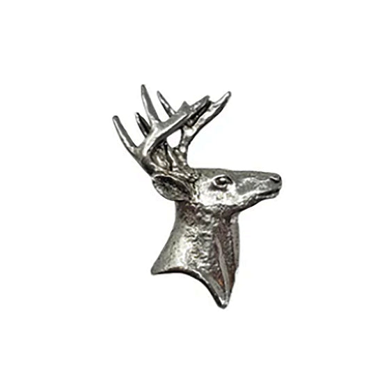 pewter deer pin on a white background