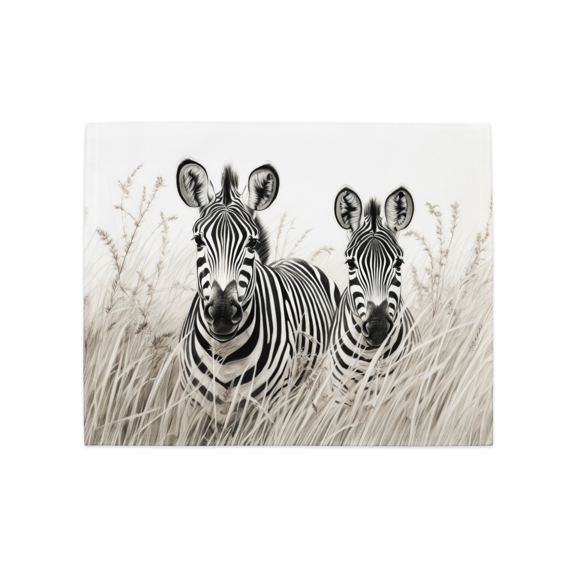 table placemat with a zebra design on a neutral background
