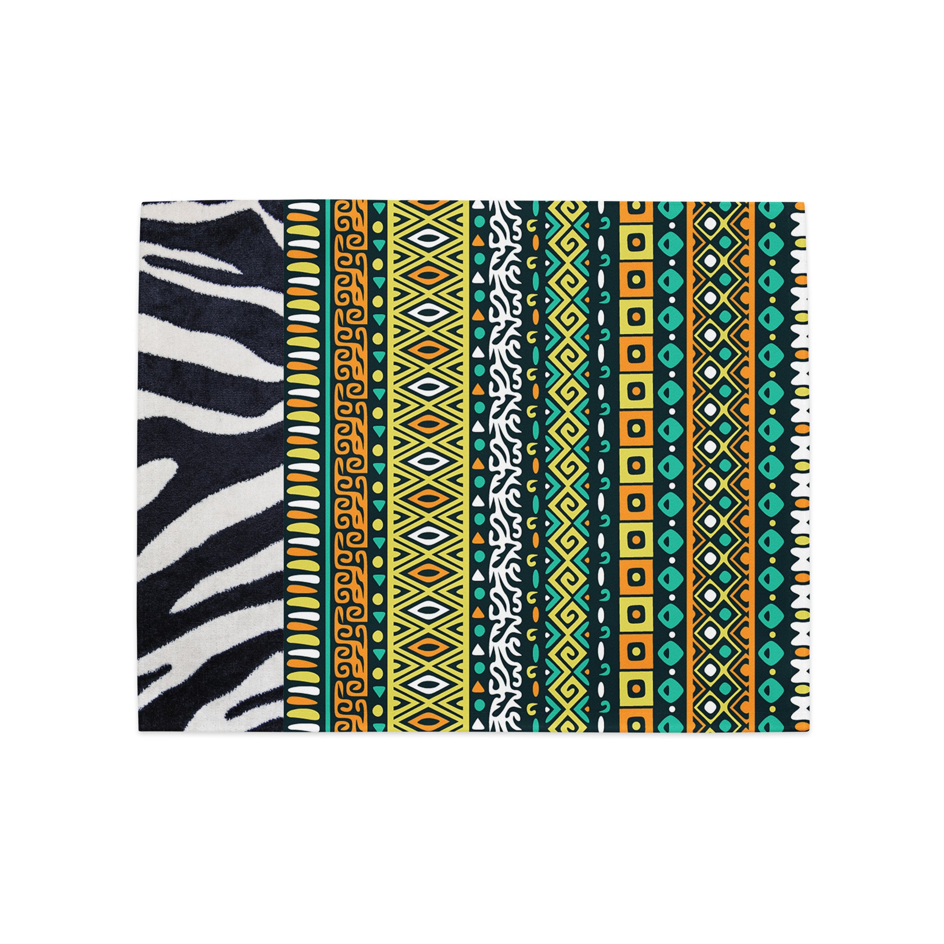 table placemat set decorated with a zebra skin and ethnic style patter